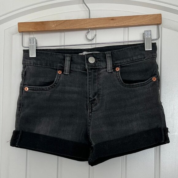 NWOT Levi's Girls' Kids Girlfriend Black Cuffed Stretch Midrise Shortie Sz 10 - Picture 2 of 9